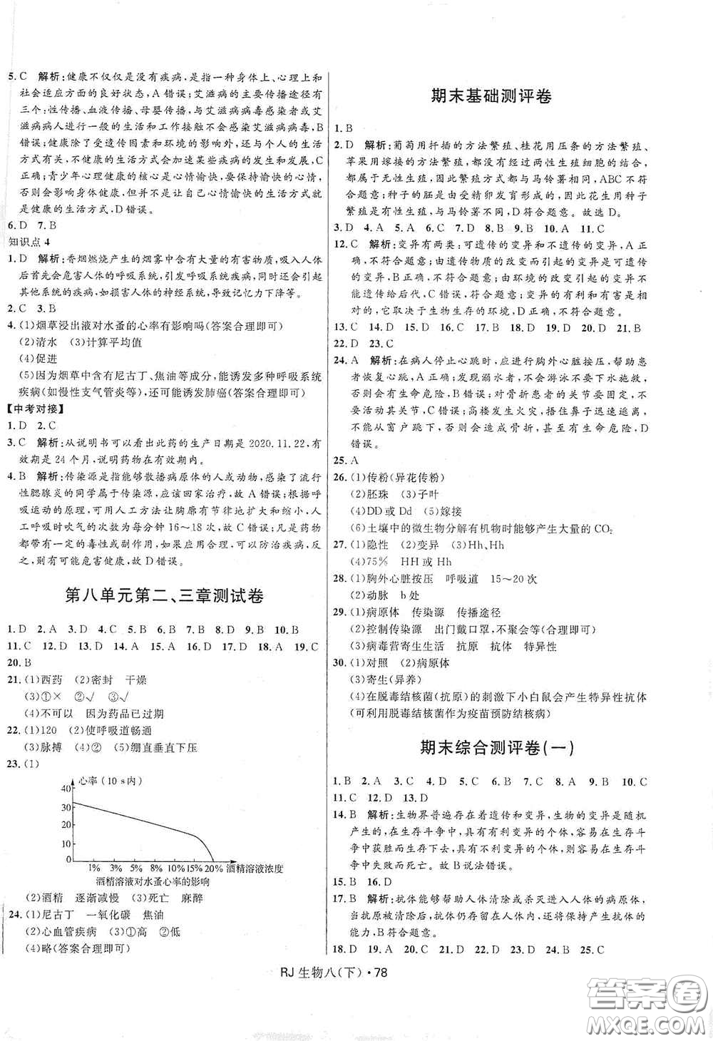 黑龍江少年兒童出版社2021創(chuàng)新與探究測(cè)試卷八年級(jí)生物下冊(cè)人教版答案