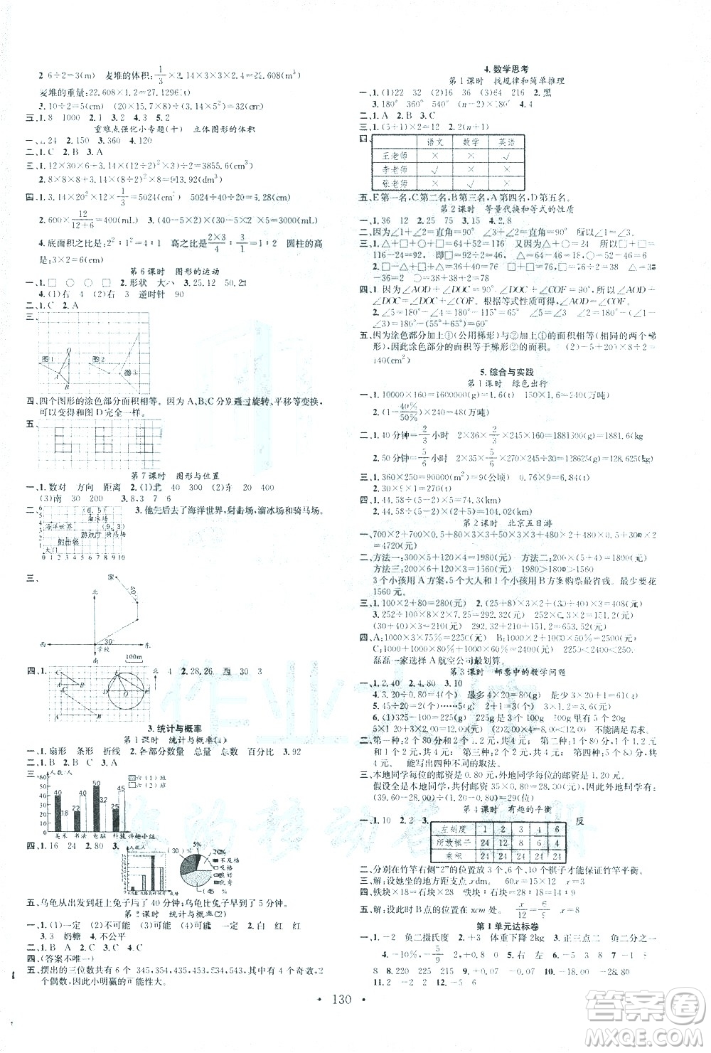 廣東經(jīng)濟(jì)出版社2021名校課堂數(shù)學(xué)六年級(jí)下冊(cè)人教版答案