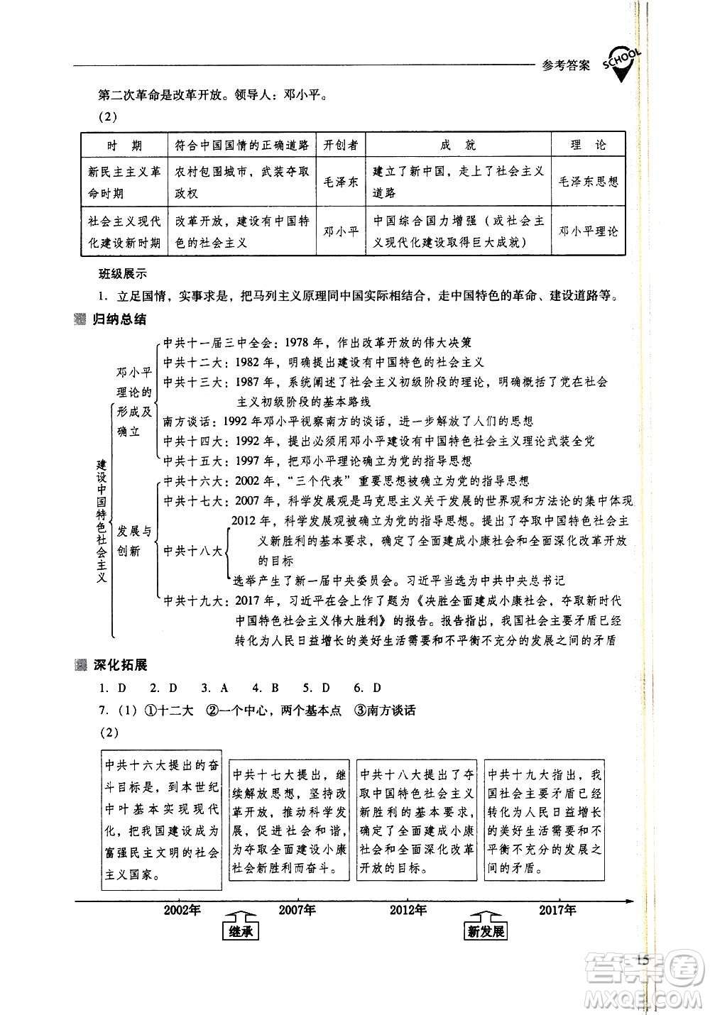 山西教育出版社2021新課程問題解決導(dǎo)學(xué)方案中國歷史八年級下冊人教版答案