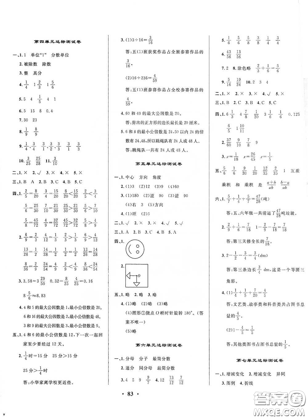 2021期末提分卷五年級數(shù)學(xué)下冊答案