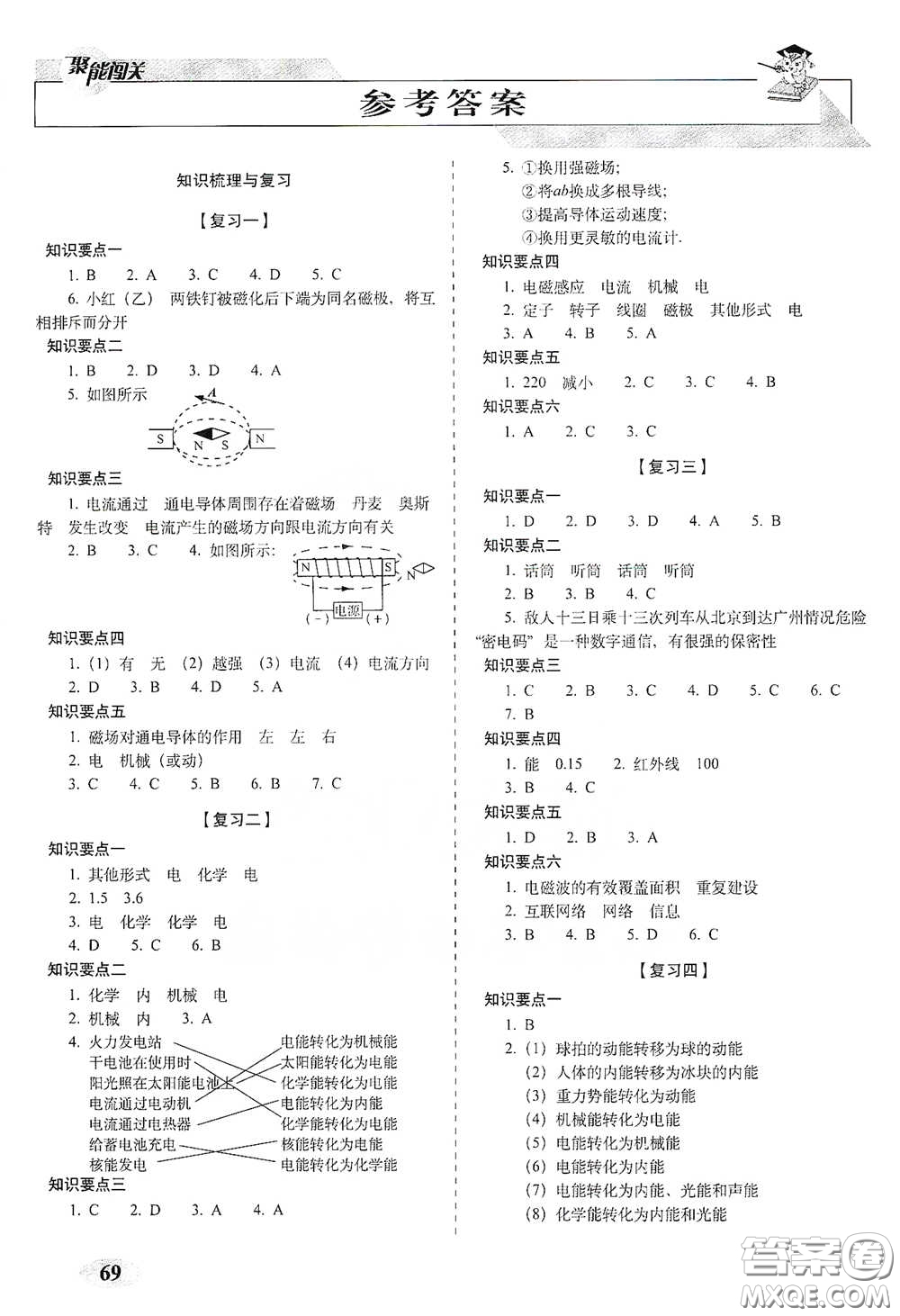 長春出版社2021聚能闖關(guān)100分期末復(fù)習(xí)沖刺卷九年級物理下冊答案