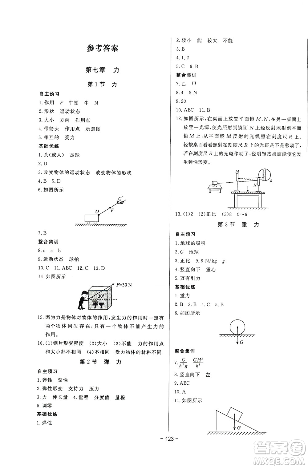 團(tuán)結(jié)出版社2021中華題王物理八年級(jí)下冊RJ人教版答案