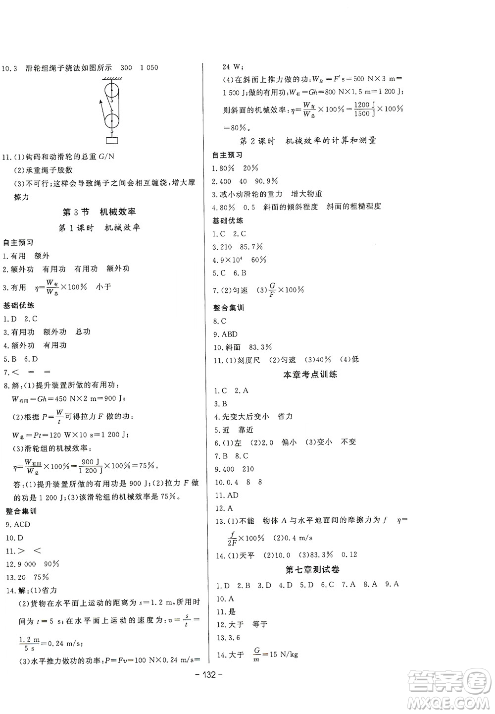 團(tuán)結(jié)出版社2021中華題王物理八年級(jí)下冊RJ人教版答案