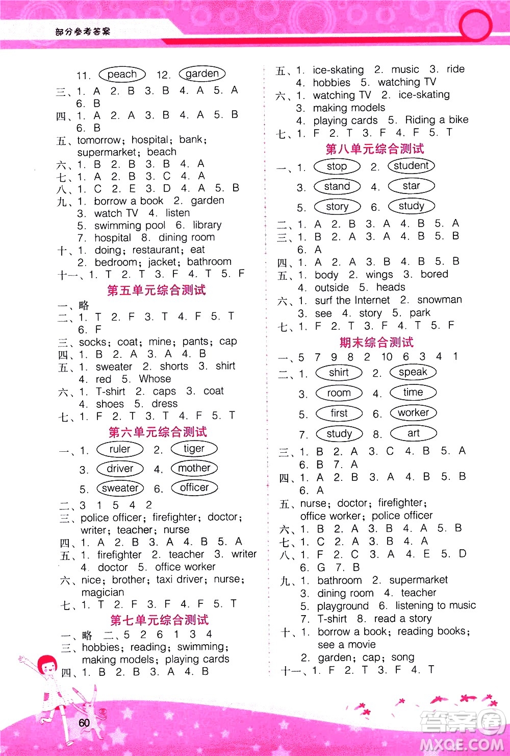 廣西師范大學(xué)出版社2021新課程學(xué)習(xí)輔導(dǎo)英語四年級下冊廣東人民版答案