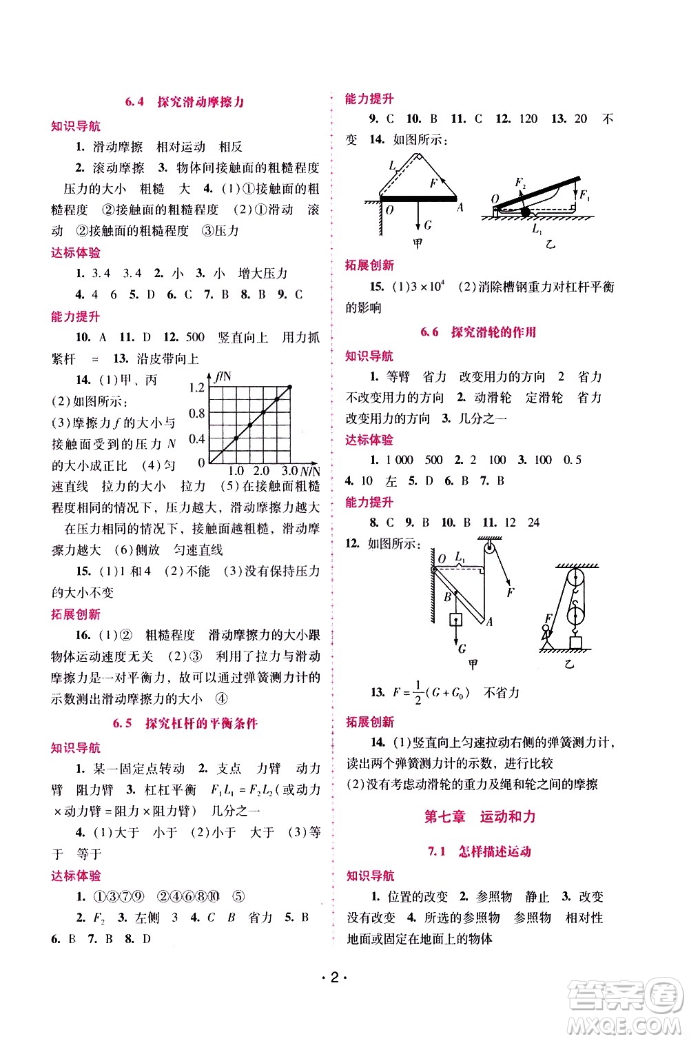 廣西師范大學出版社2021新課程學習輔導物理八年級下冊粵教滬科版答案