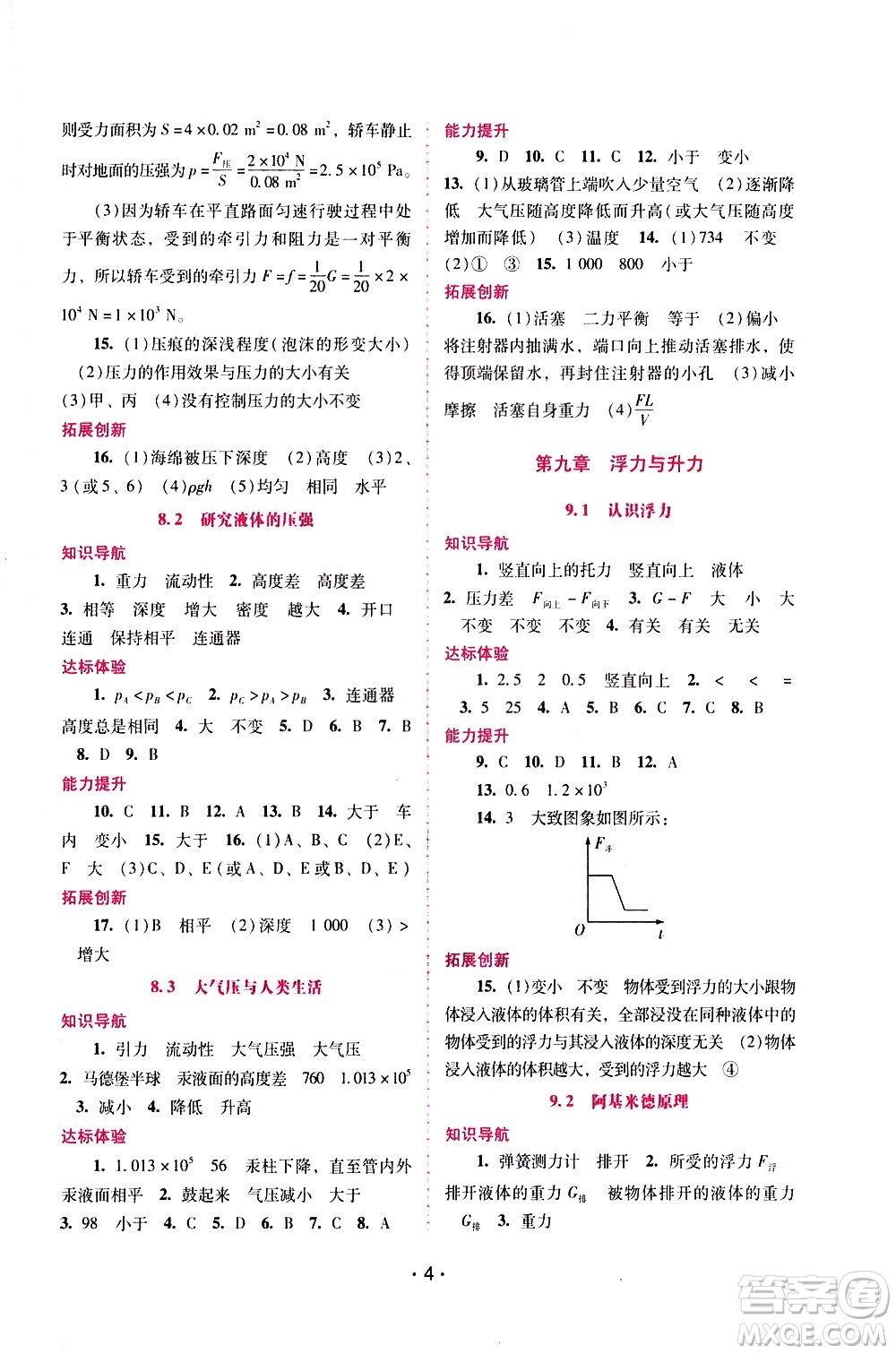 廣西師范大學出版社2021新課程學習輔導物理八年級下冊粵教滬科版答案