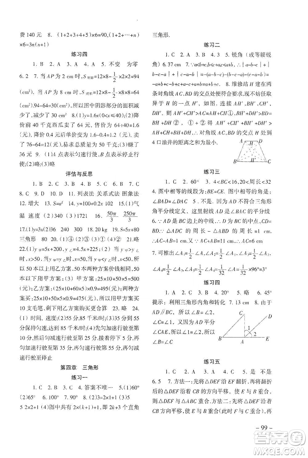 北京師范大學(xué)出版社2021年數(shù)學(xué)配套綜合練習(xí)七年級(jí)下冊(cè)北師大版答案