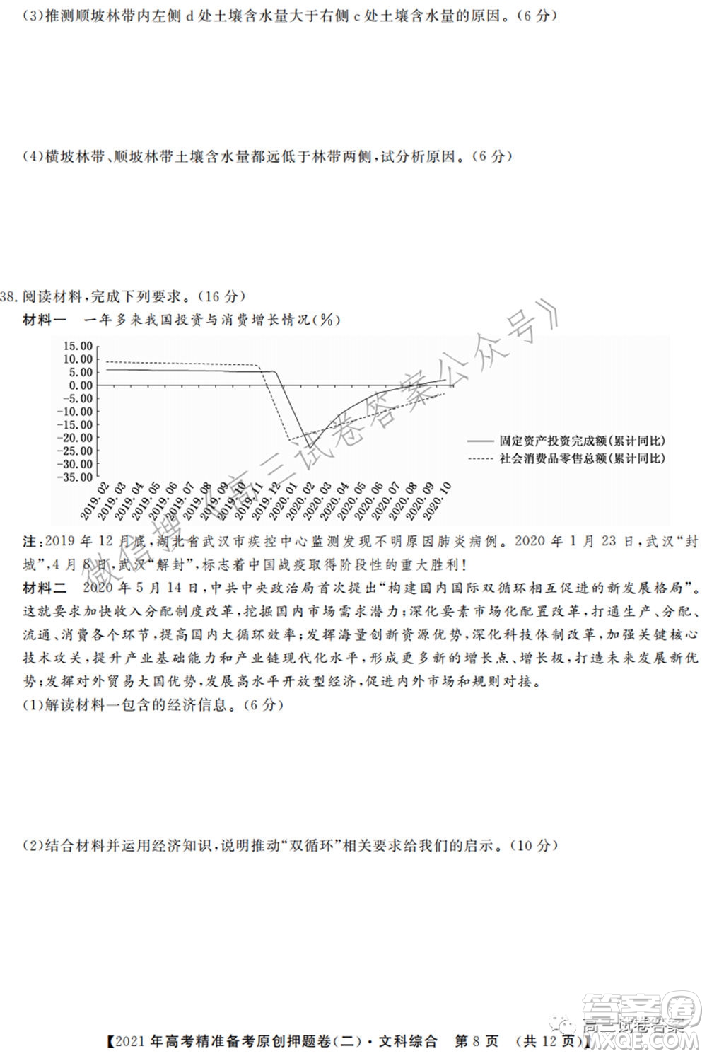 2021年高考精準(zhǔn)備考原創(chuàng)押題二文科綜合試卷及答案