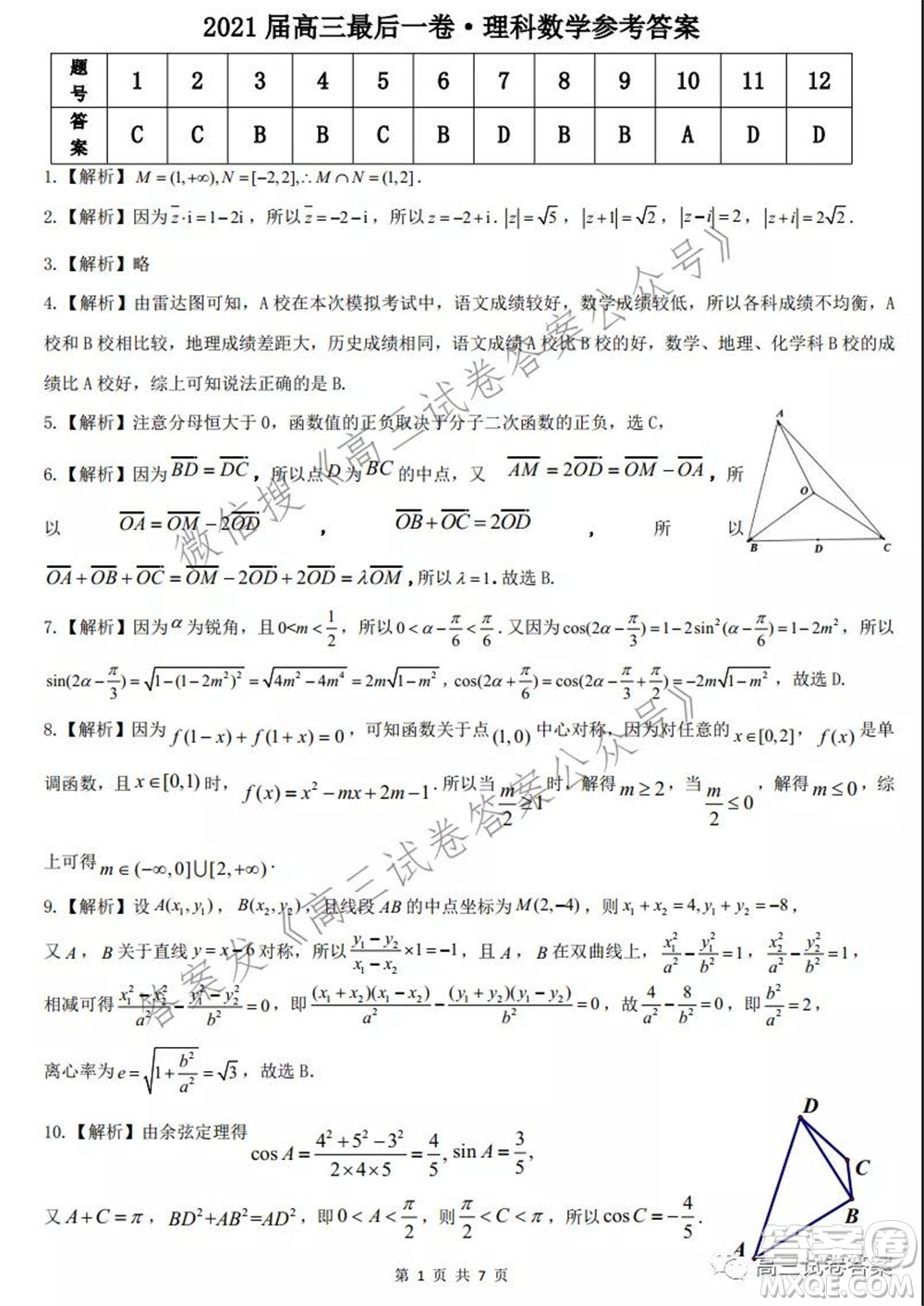 2021皖江之約高三最后一卷理科數(shù)學(xué)試卷及答案