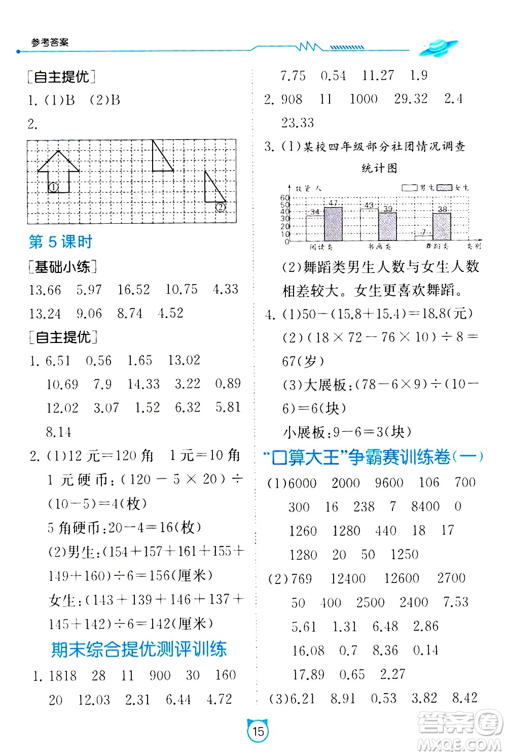 江蘇人民出版社2021小學(xué)數(shù)學(xué)口算速算提優(yōu)練習(xí)冊(cè)四年級(jí)下冊(cè)人民教育版答案