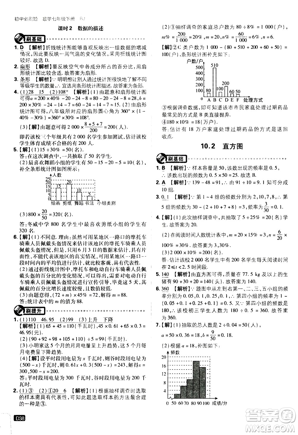 開明出版社2021版初中必刷題數(shù)學(xué)七年級下冊RJ人教版答案