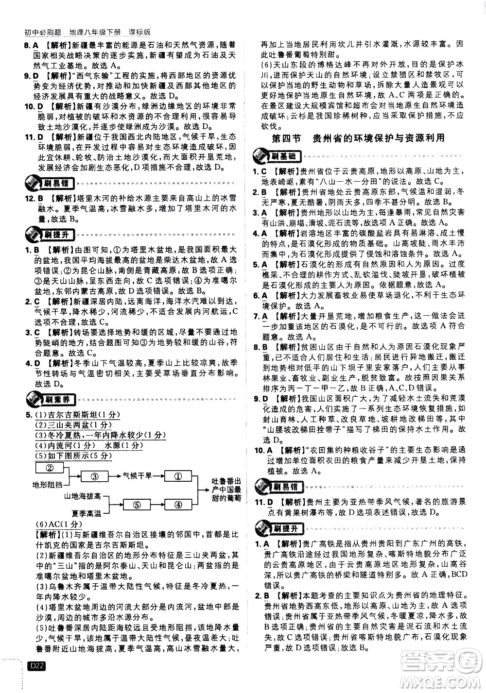 開(kāi)明出版社2021版初中必刷題地理八年級(jí)下冊(cè)課標(biāo)版湘教版答案