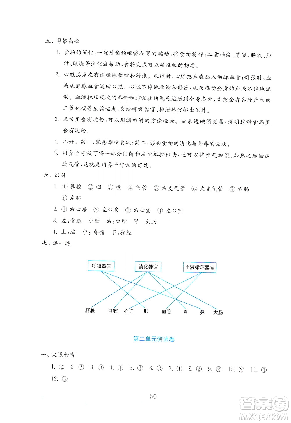 山東教育出版社2021年小學(xué)科學(xué)金鑰匙試卷五年級(jí)下冊(cè)青島版答案