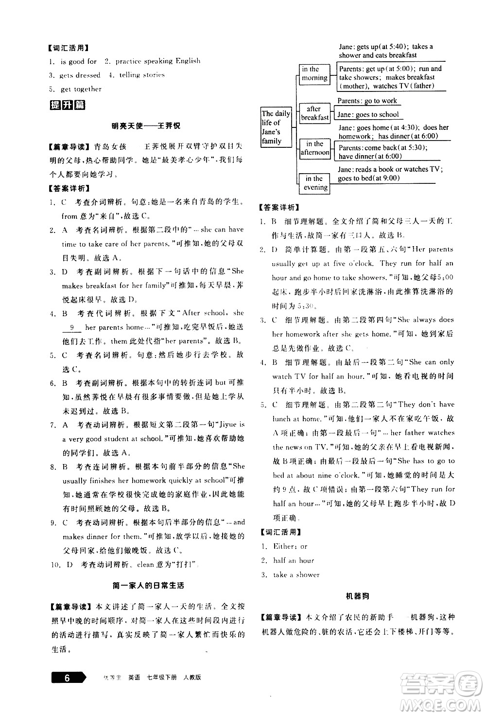 陽光出版社2021練就優(yōu)等生英語完形填空閱讀理解七年級下冊新課標(biāo)RJ人教版答案