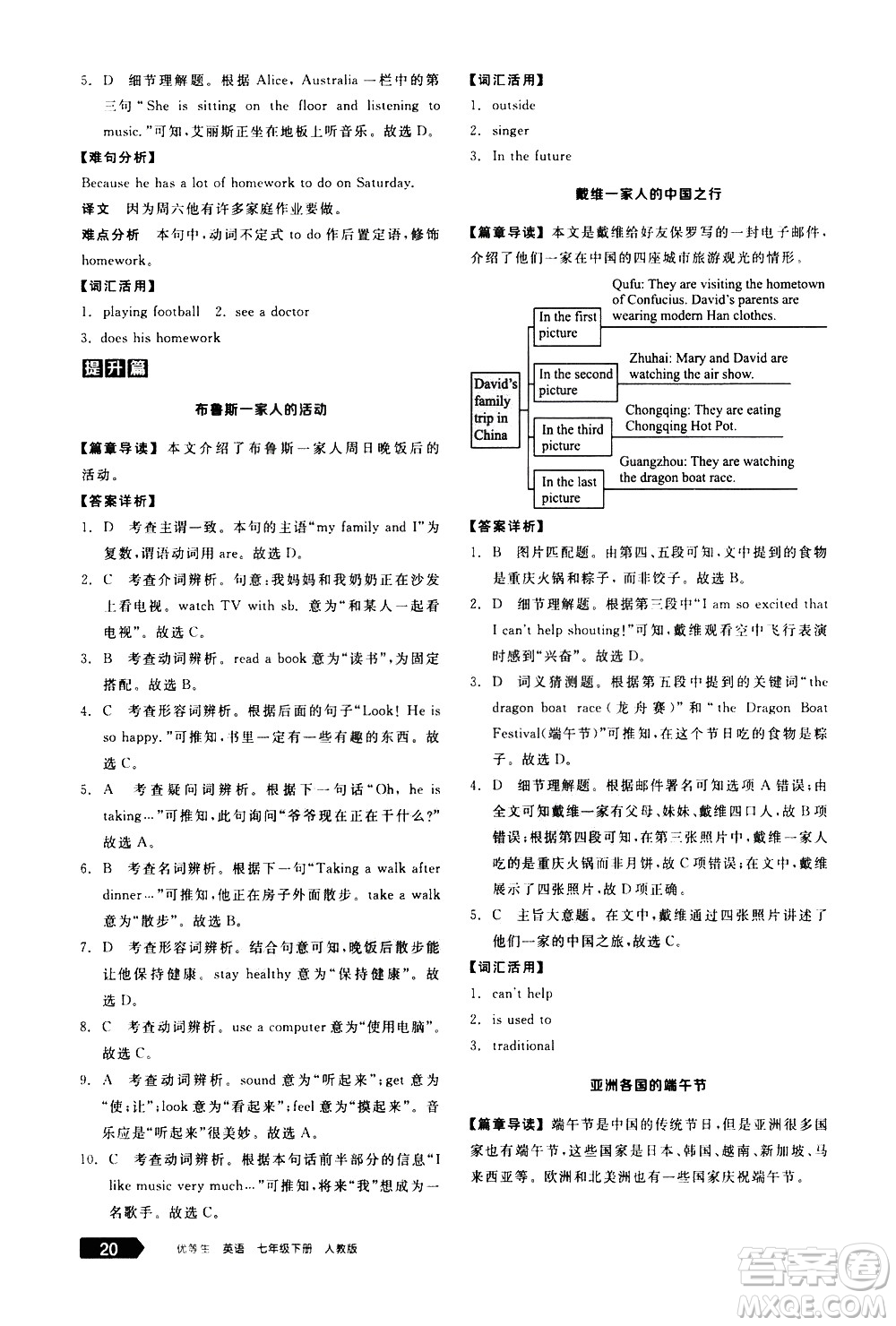 陽光出版社2021練就優(yōu)等生英語完形填空閱讀理解七年級下冊新課標(biāo)RJ人教版答案