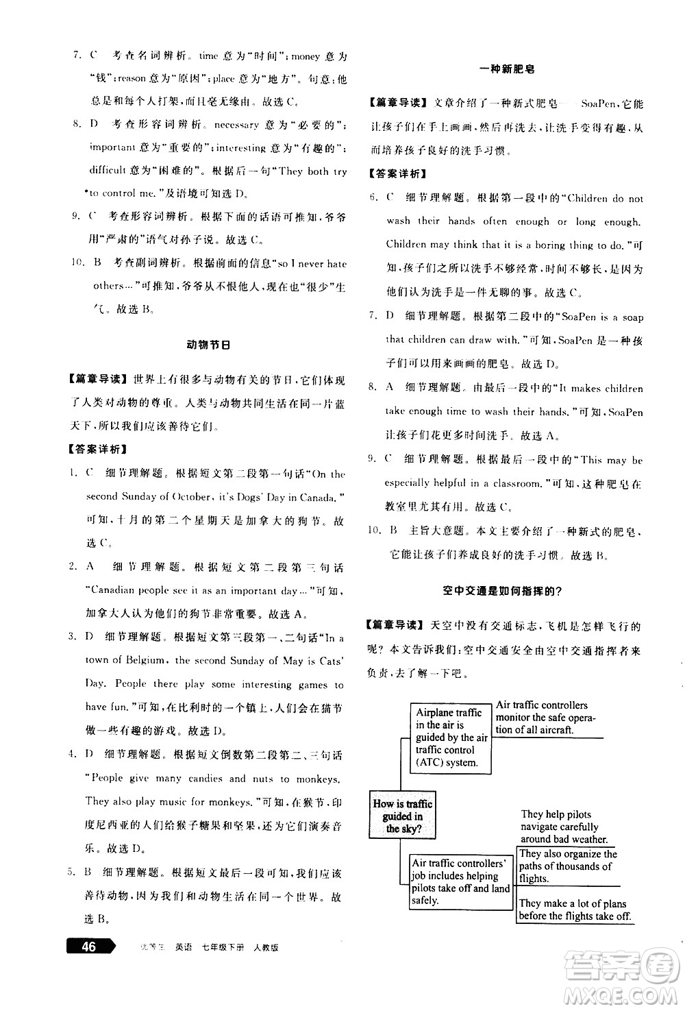 陽光出版社2021練就優(yōu)等生英語完形填空閱讀理解七年級下冊新課標(biāo)RJ人教版答案