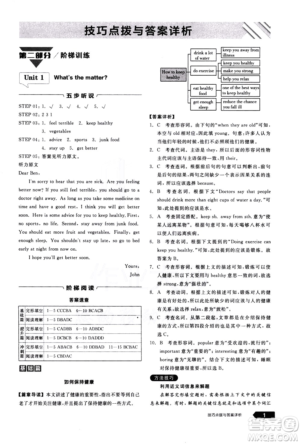 陽光出版社2021練就優(yōu)等生英語完形填空閱讀理解八年級下冊新課標(biāo)RJ人教版答案