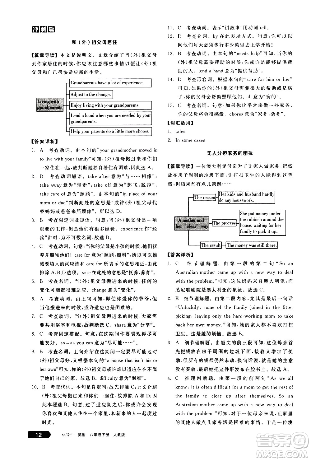 陽光出版社2021練就優(yōu)等生英語完形填空閱讀理解八年級下冊新課標(biāo)RJ人教版答案