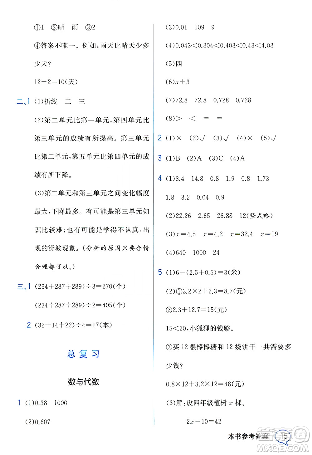 現(xiàn)代教育出版社2021教材解讀數(shù)學(xué)四年級下冊BS北師大版答案