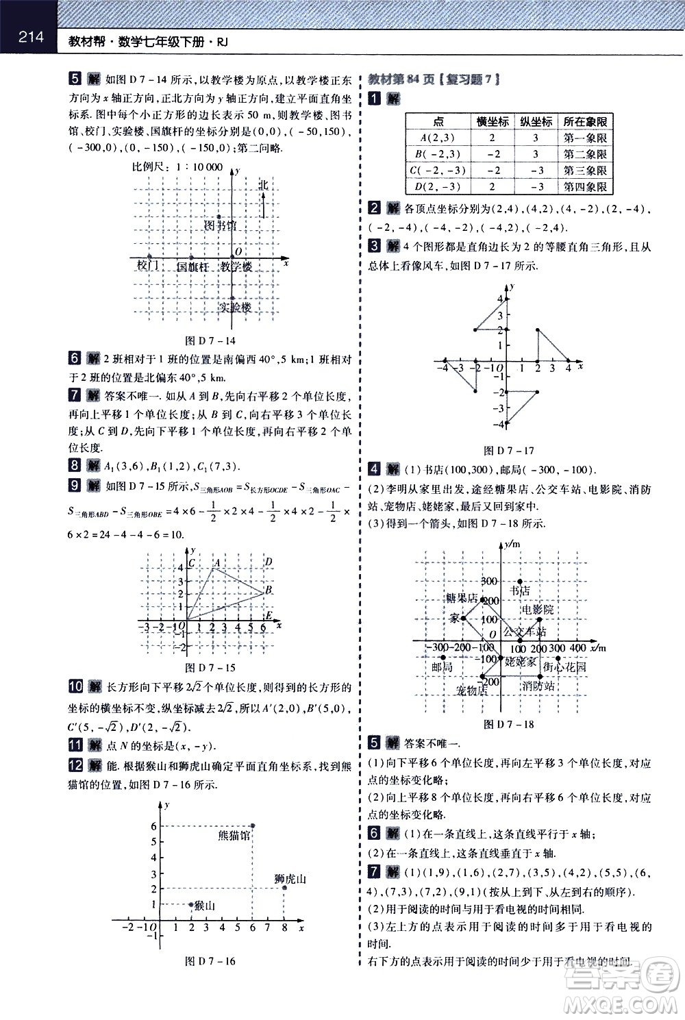 南京師范大學(xué)出版社2021教材幫初中數(shù)學(xué)七年級(jí)下冊(cè)RJ人教版答案