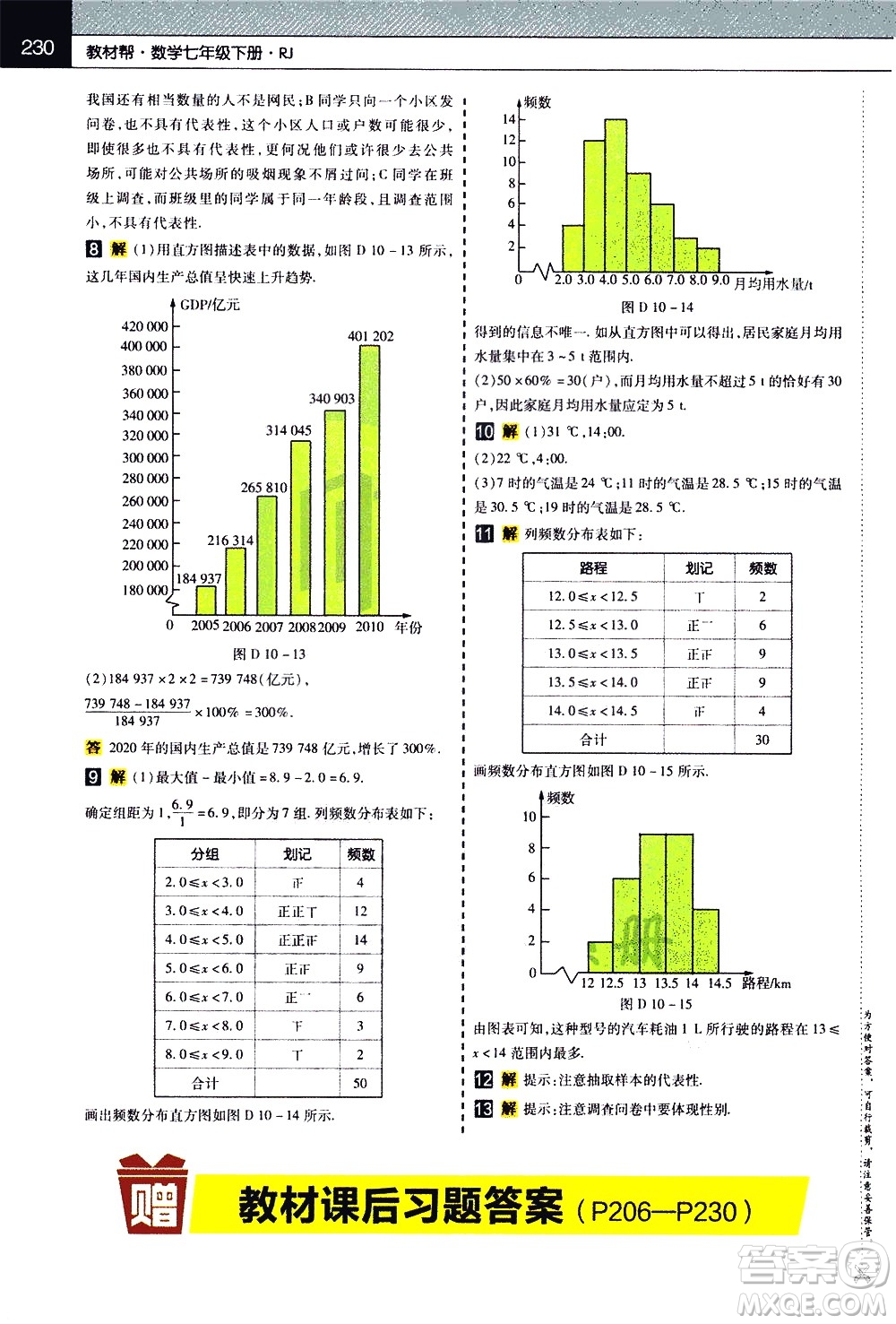 南京師范大學(xué)出版社2021教材幫初中數(shù)學(xué)七年級(jí)下冊(cè)RJ人教版答案