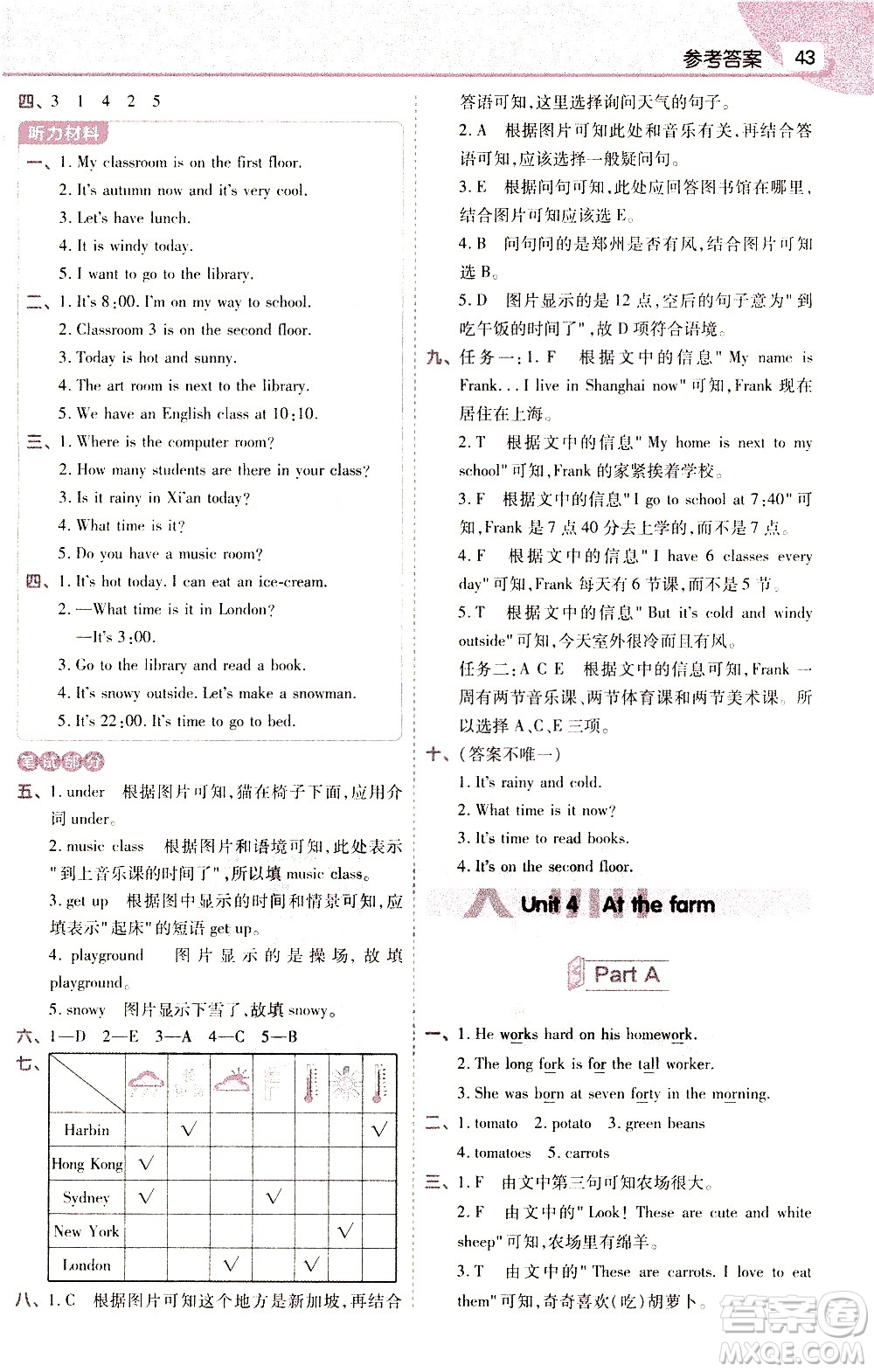 南京師范大學(xué)出版社2021教材幫小學(xué)英語(yǔ)三年級(jí)起點(diǎn)四年級(jí)下冊(cè)RP人教版答案