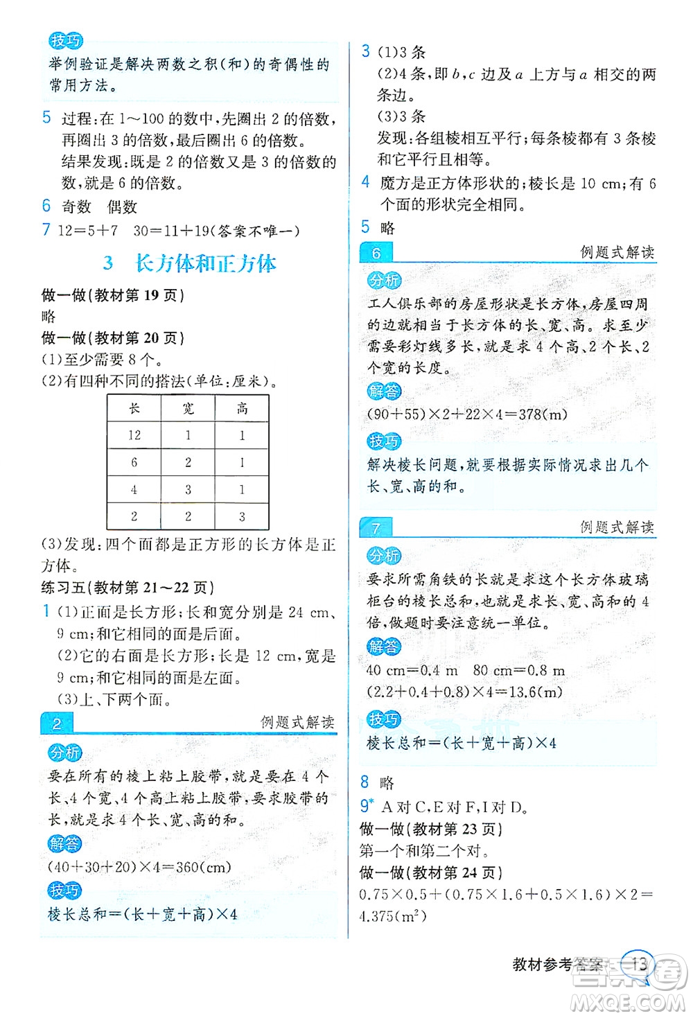 人民教育出版社2021教材解讀數(shù)學(xué)五年級下冊人教版答案