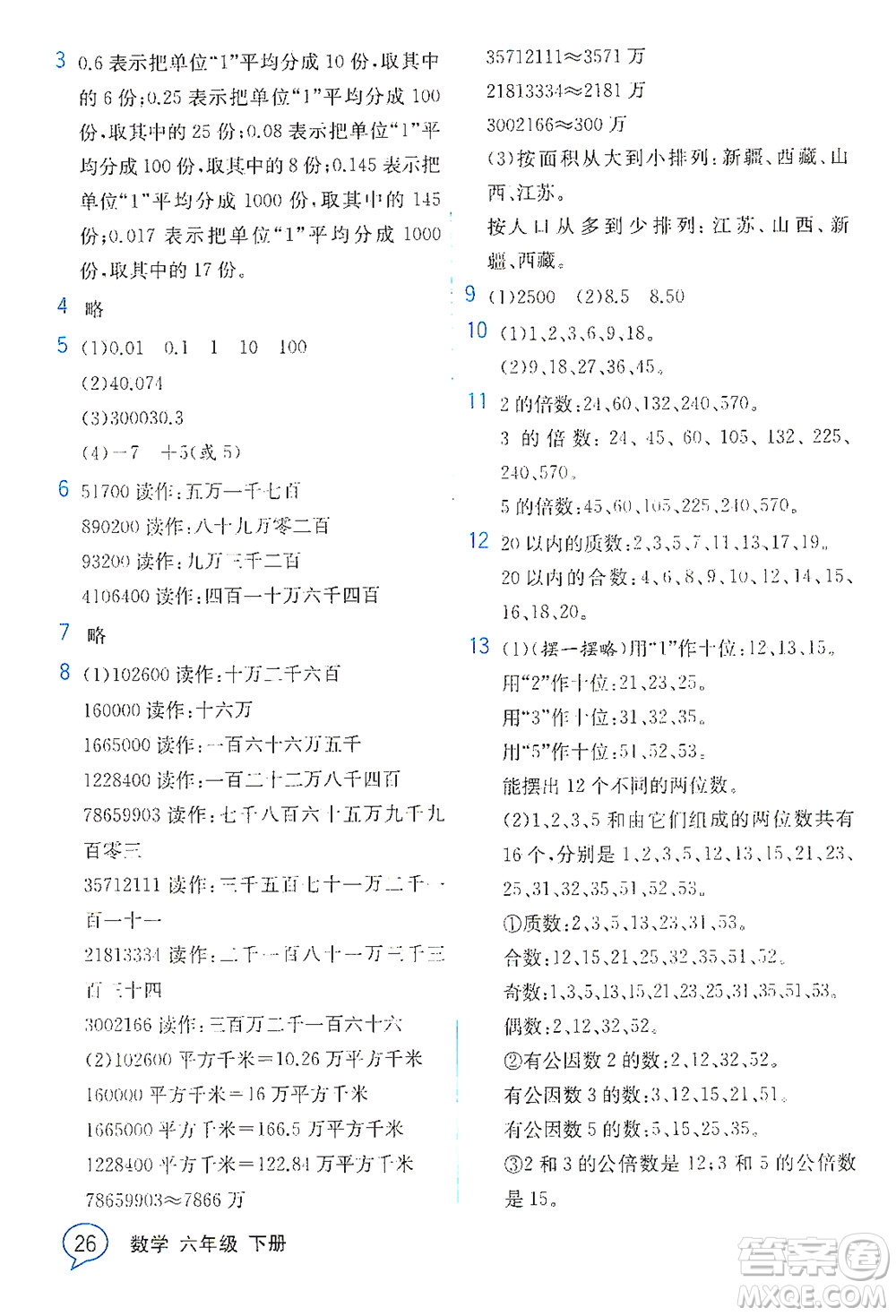 現(xiàn)代教育出版社2021教材解讀數(shù)學六年級下冊SJ蘇教版答案