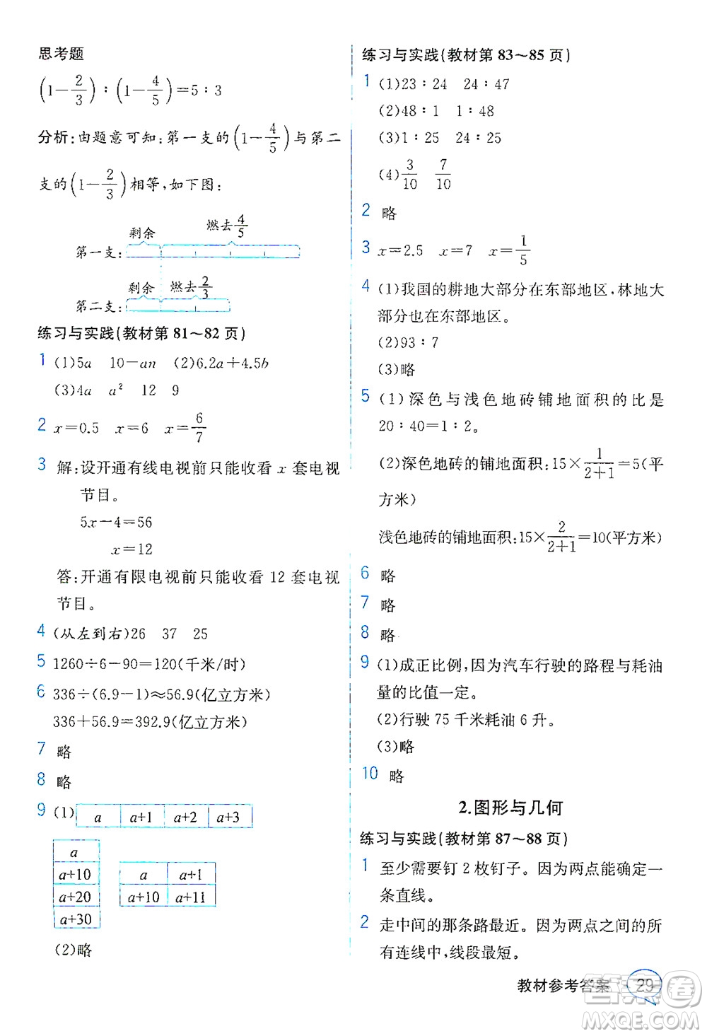 現(xiàn)代教育出版社2021教材解讀數(shù)學六年級下冊SJ蘇教版答案