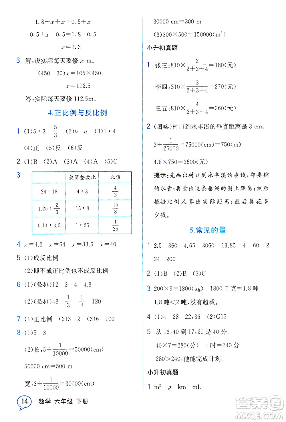 現(xiàn)代教育出版社2021教材解讀數(shù)學(xué)六年級(jí)下冊(cè)BS北師大版答案