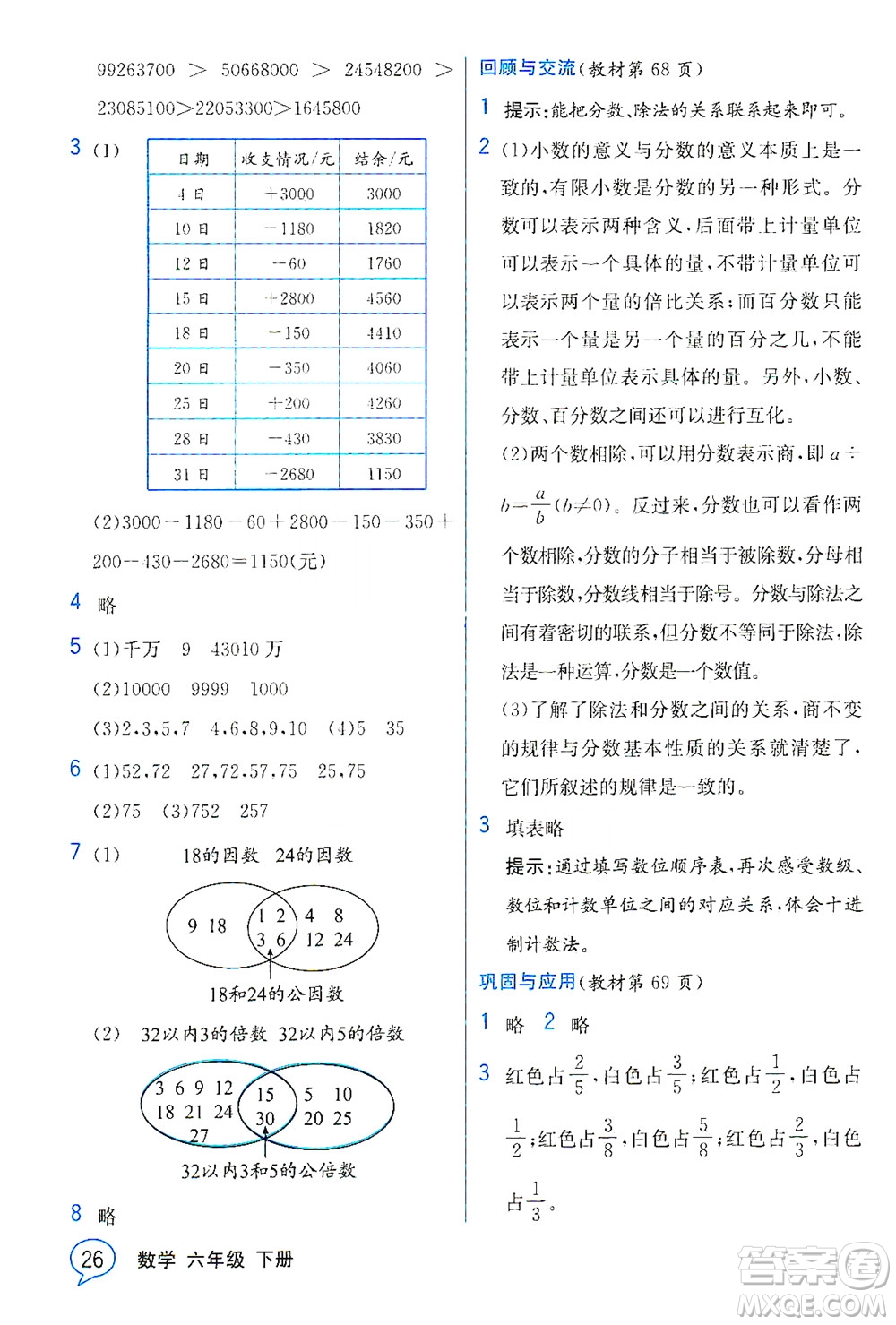 現(xiàn)代教育出版社2021教材解讀數(shù)學(xué)六年級(jí)下冊(cè)BS北師大版答案