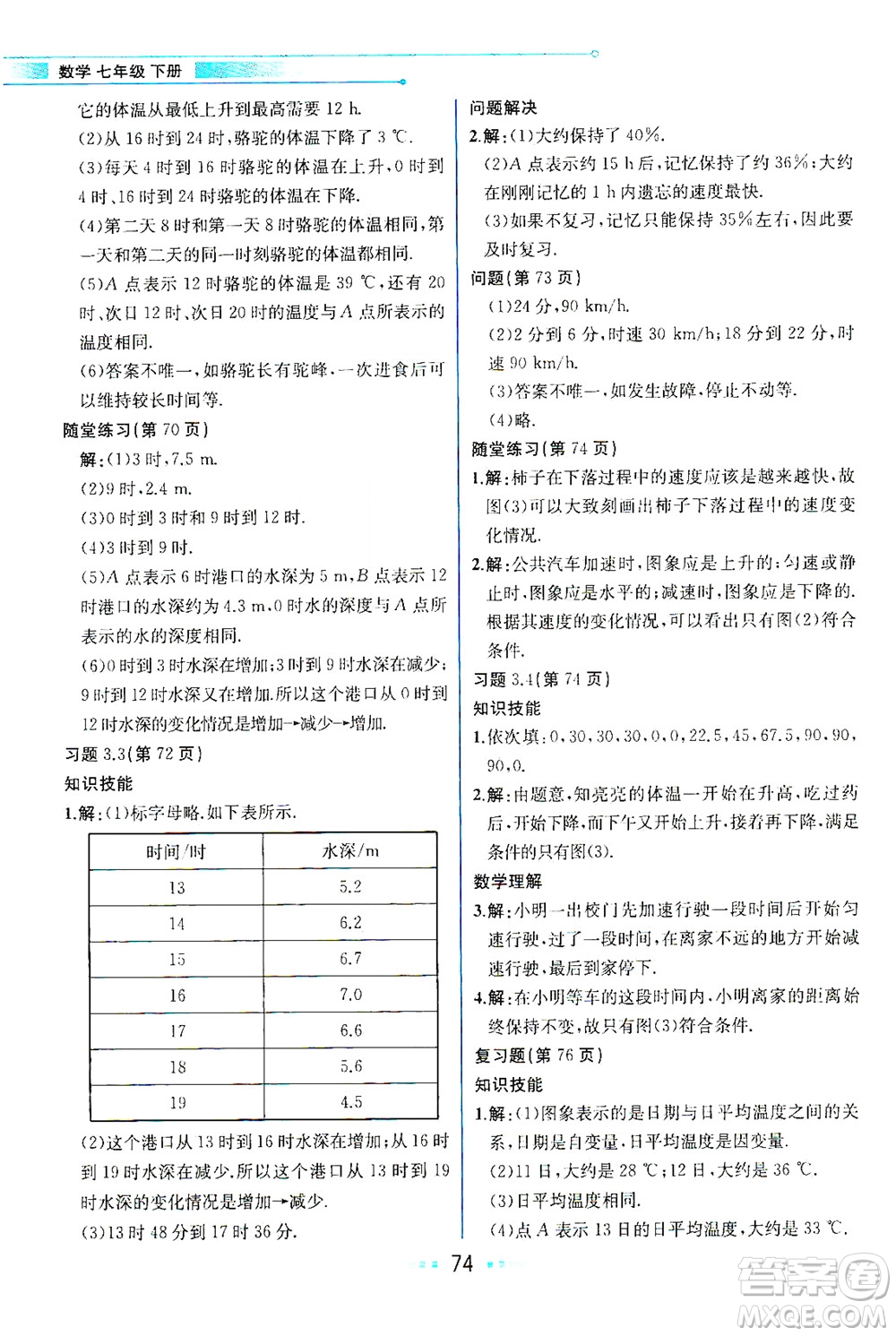 現(xiàn)代教育出版社2021教材解讀數(shù)學(xué)七年級(jí)下冊(cè)BS北師大版答案