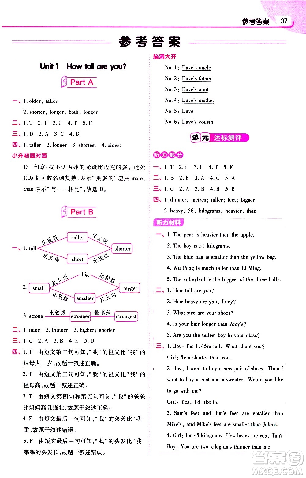 南京師范大學出版社2021教材幫小學英語三年級起點六年級下冊RP人教版答案