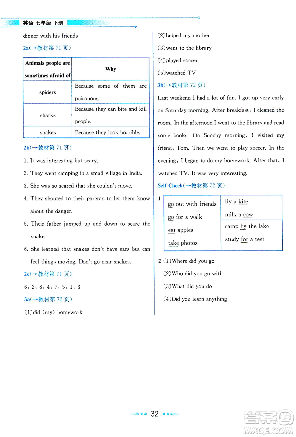 人民教育出版社2021教材解讀英語(yǔ)七年級(jí)下冊(cè)人教版答案