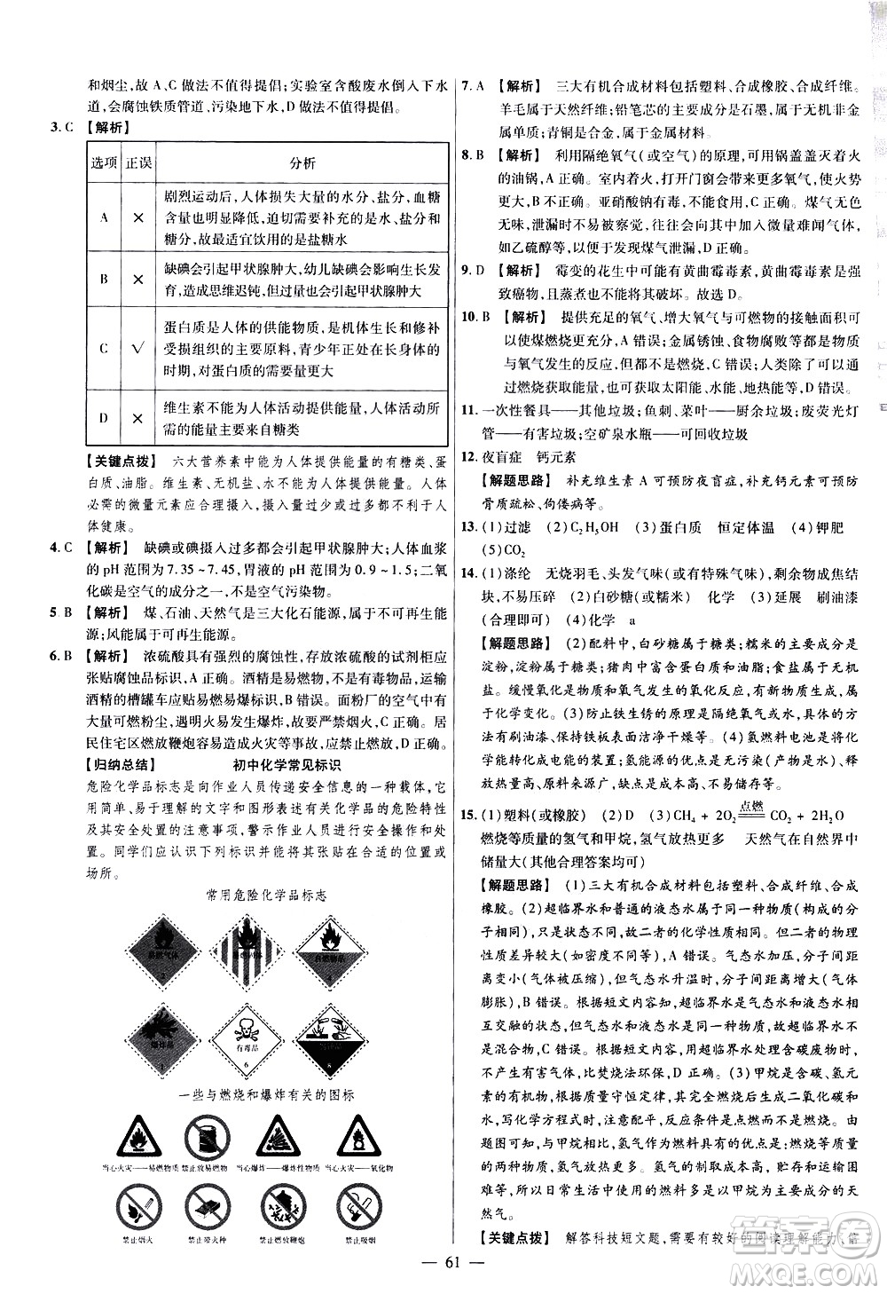 延邊教育出版社2021版金考卷活頁題選名師名題單元雙測卷化學(xué)九年級(jí)下冊(cè)RJ人教版答案