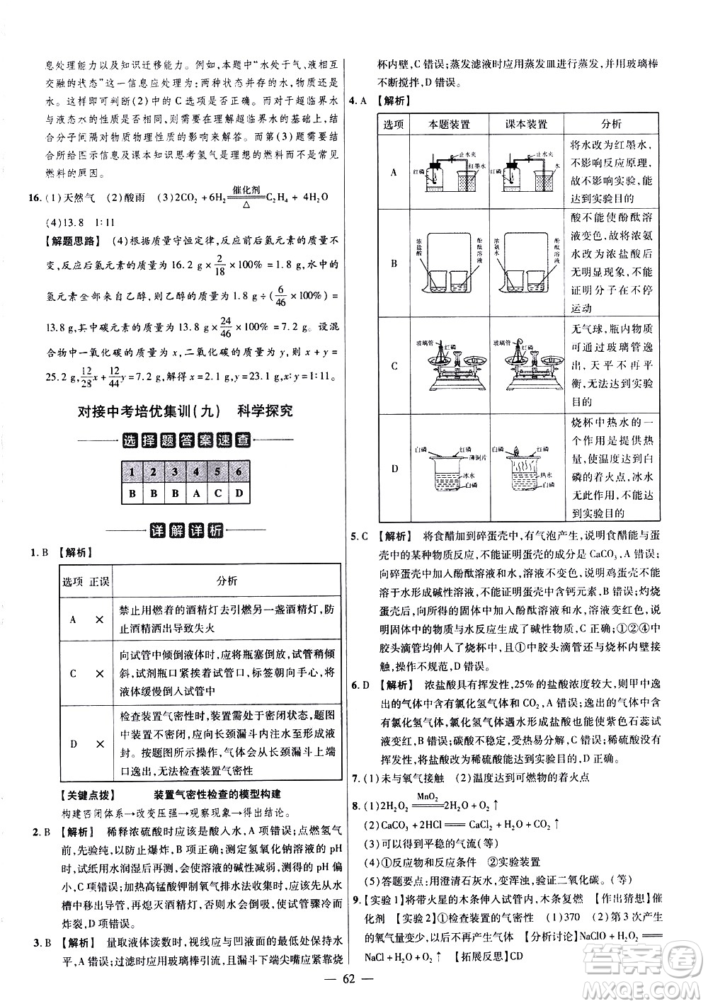 延邊教育出版社2021版金考卷活頁題選名師名題單元雙測卷化學(xué)九年級(jí)下冊(cè)RJ人教版答案