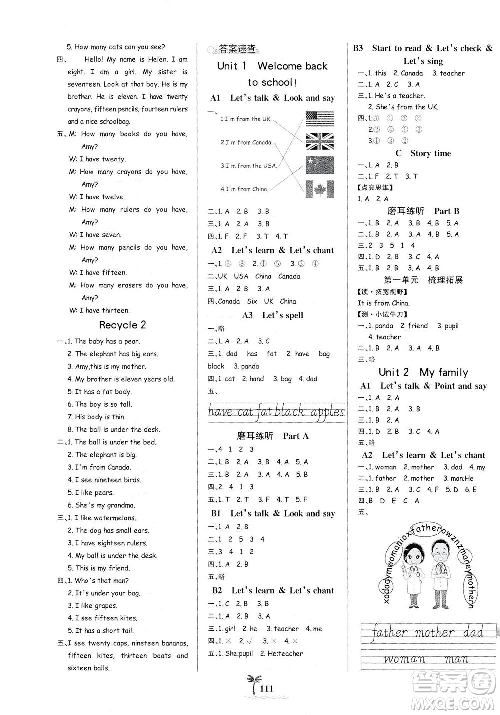 延邊大學(xué)出版社2021世紀金榜金榜小博士英語三年級下冊人教PEP版答案