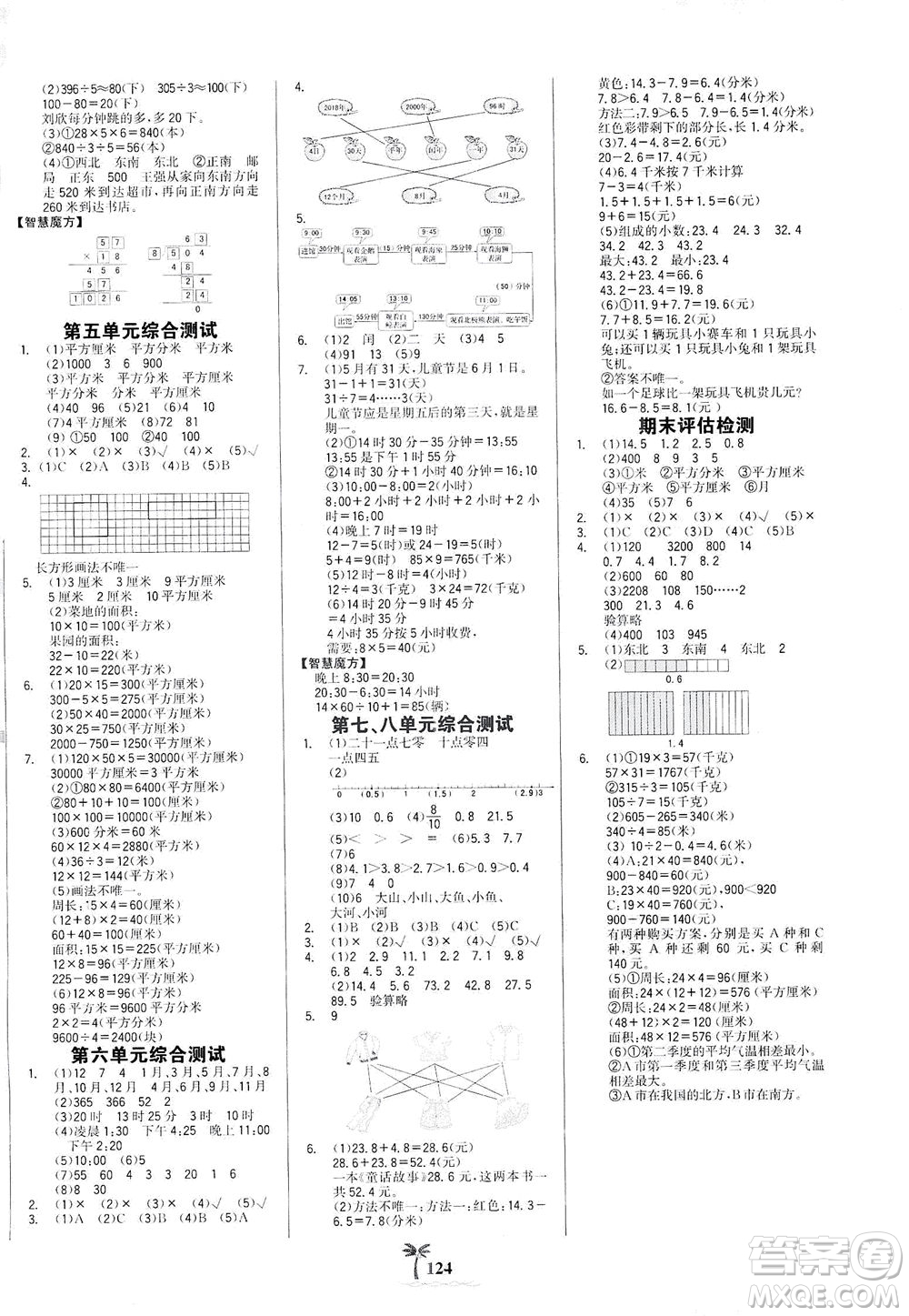 延邊大學(xué)出版社2021世紀(jì)金榜金榜小博士數(shù)學(xué)三年級(jí)下冊(cè)RJ人教版答案