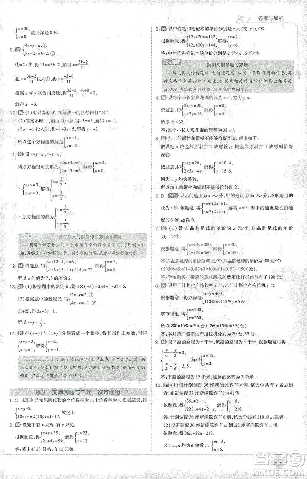 開明出版社2021少年班初中數(shù)學(xué)七年級下冊人教版參考答案