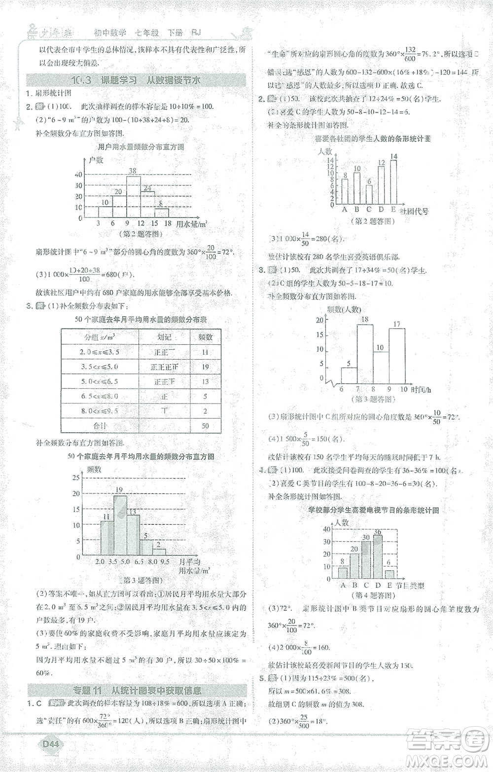 開明出版社2021少年班初中數(shù)學(xué)七年級下冊人教版參考答案