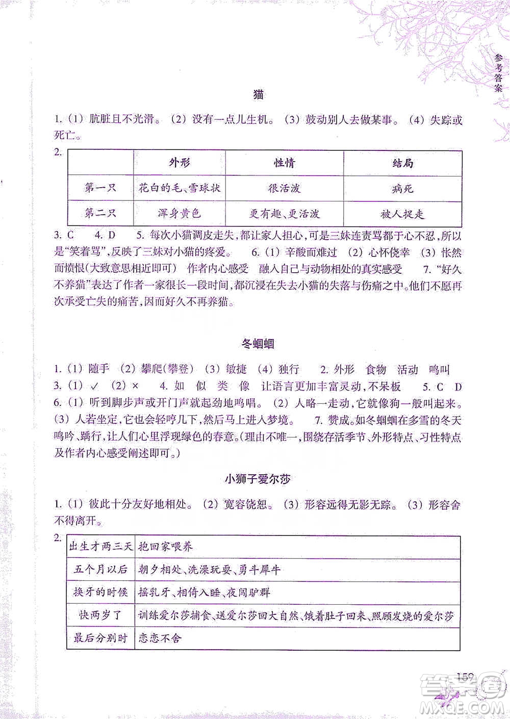 浙江教育出版社2021新課標(biāo)小學(xué)語文閱讀快車四年級(jí)下冊(cè)參考答案