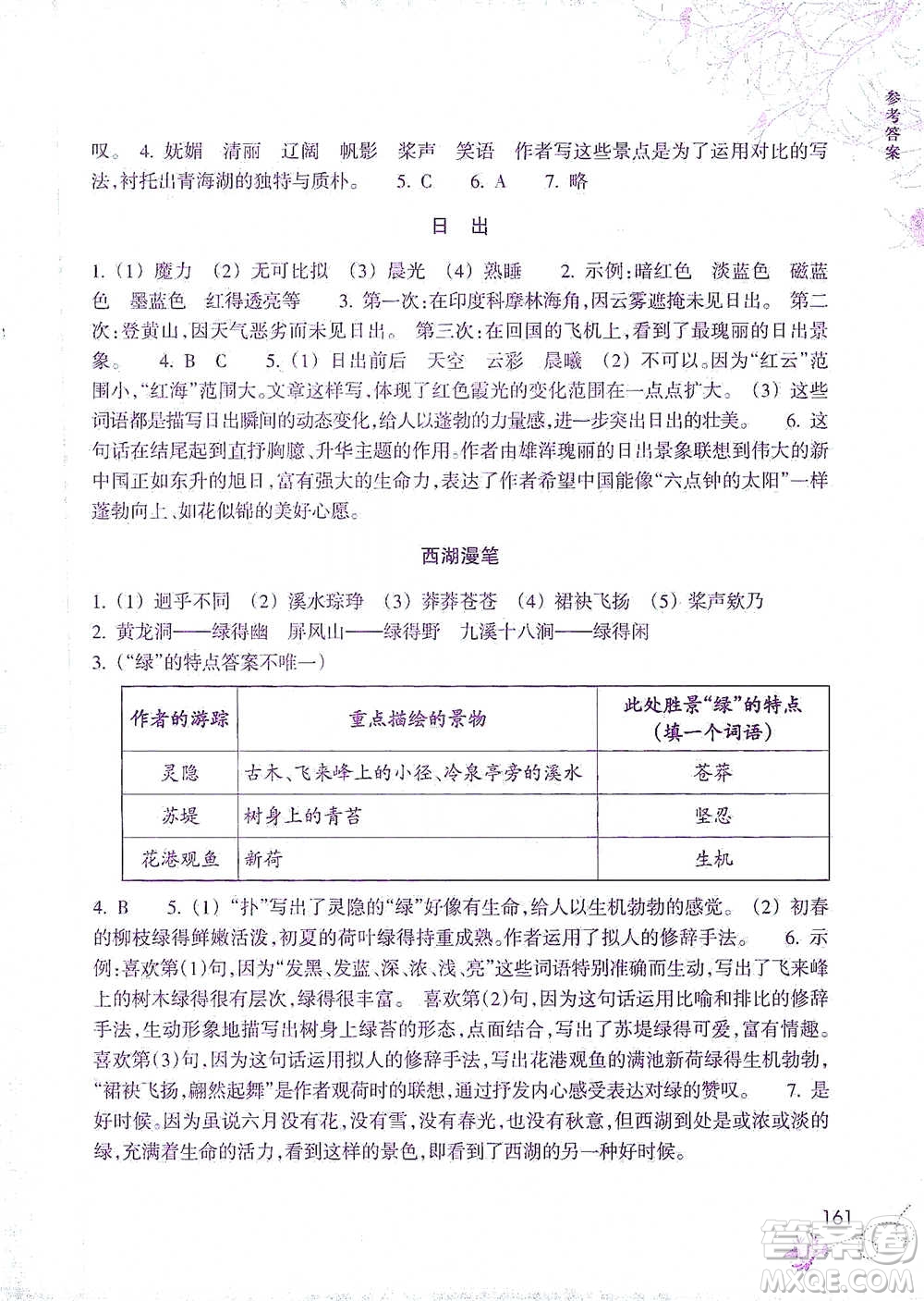 浙江教育出版社2021新課標(biāo)小學(xué)語文閱讀快車四年級(jí)下冊(cè)參考答案