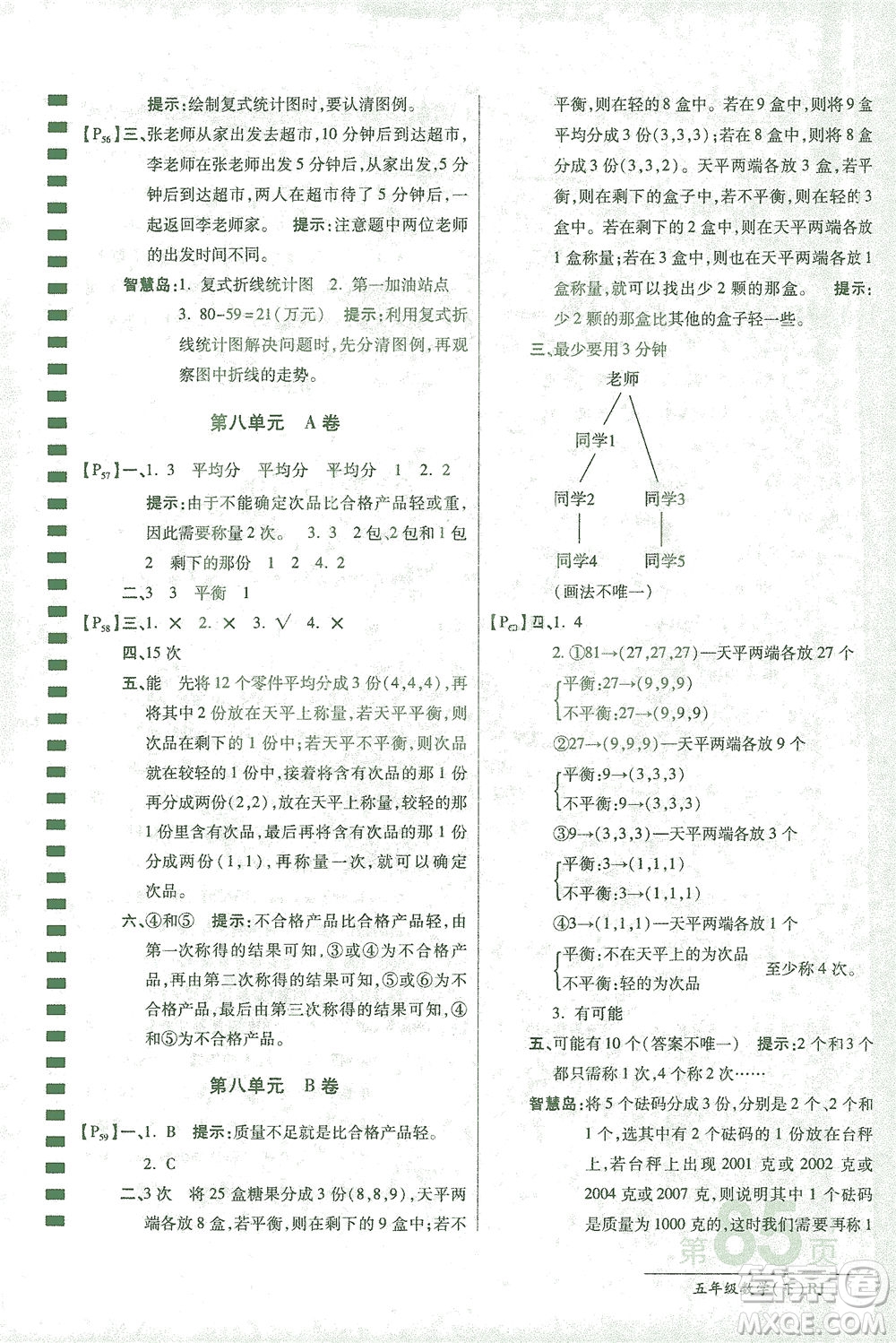 開(kāi)明出版社2021最新AB卷小學(xué)五年級(jí)數(shù)學(xué)下RJ人教版答案