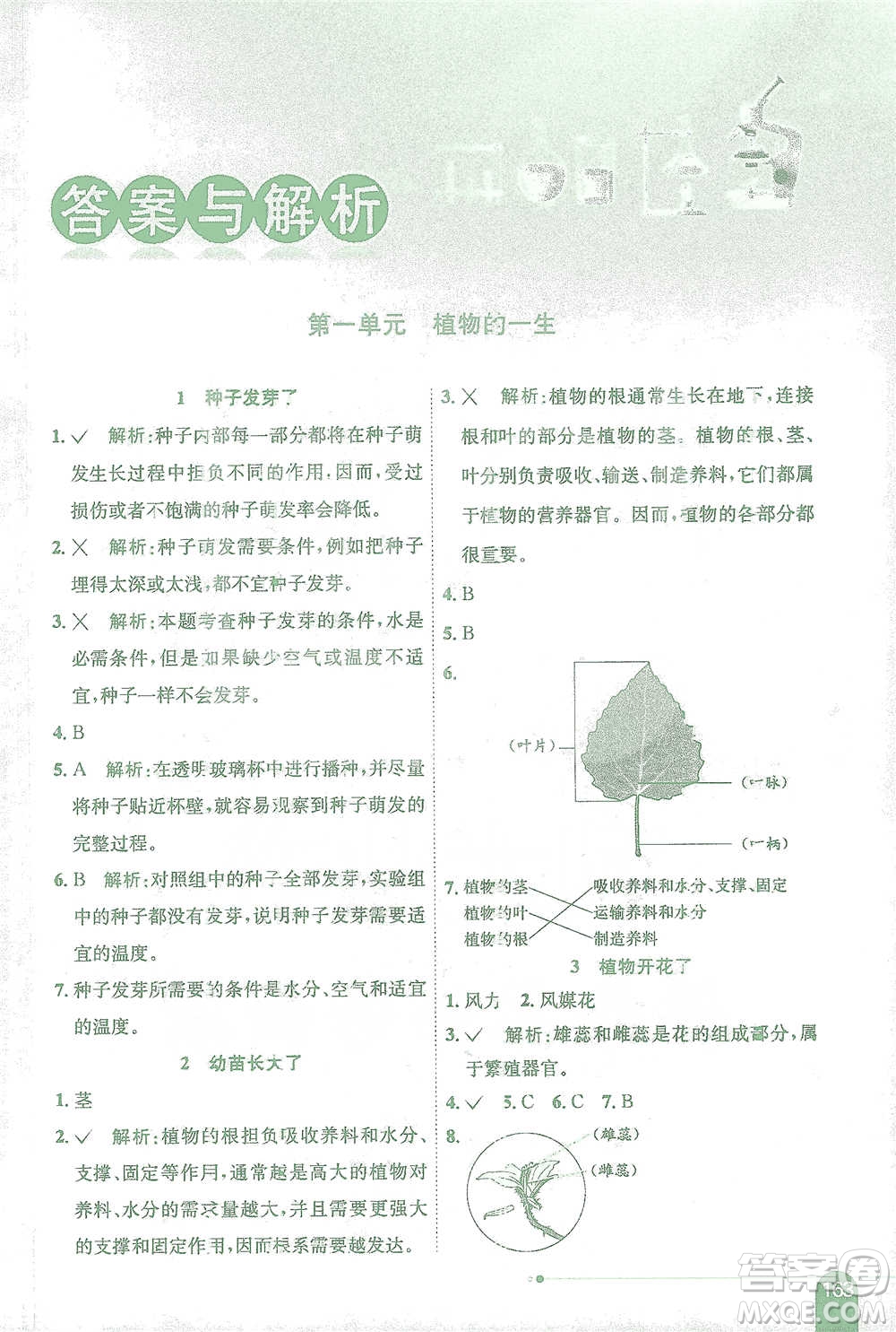 陜西人民教育出版社2021小學(xué)教材全解三年級(jí)下冊(cè)科學(xué)江蘇版參考答案