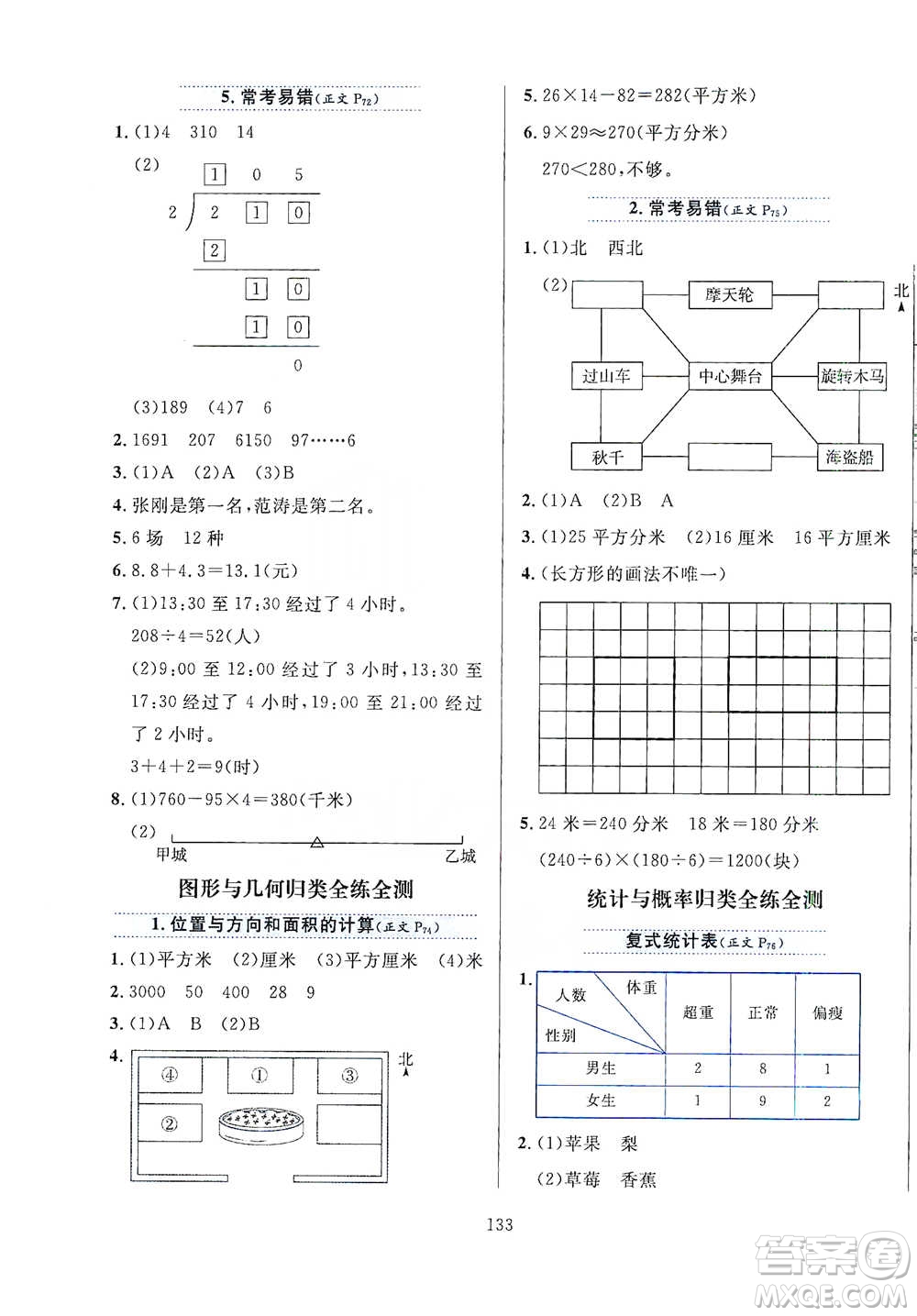 陜西人民教育出版社2021小學(xué)教材全練三年級(jí)下冊(cè)數(shù)學(xué)人教版參考答案