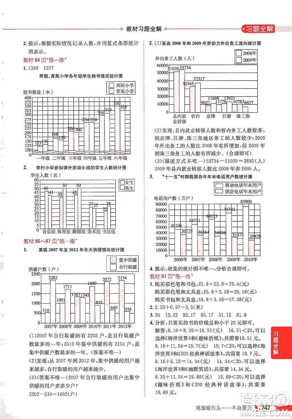 陜西人民教育出版社2021小學(xué)教材全解四年級(jí)下冊(cè)數(shù)學(xué)河北教育版參考答案