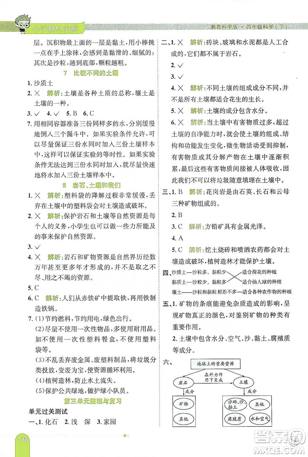 陜西人民教育出版社2021小學教材全解四年級下冊科學教育科學版參考答案