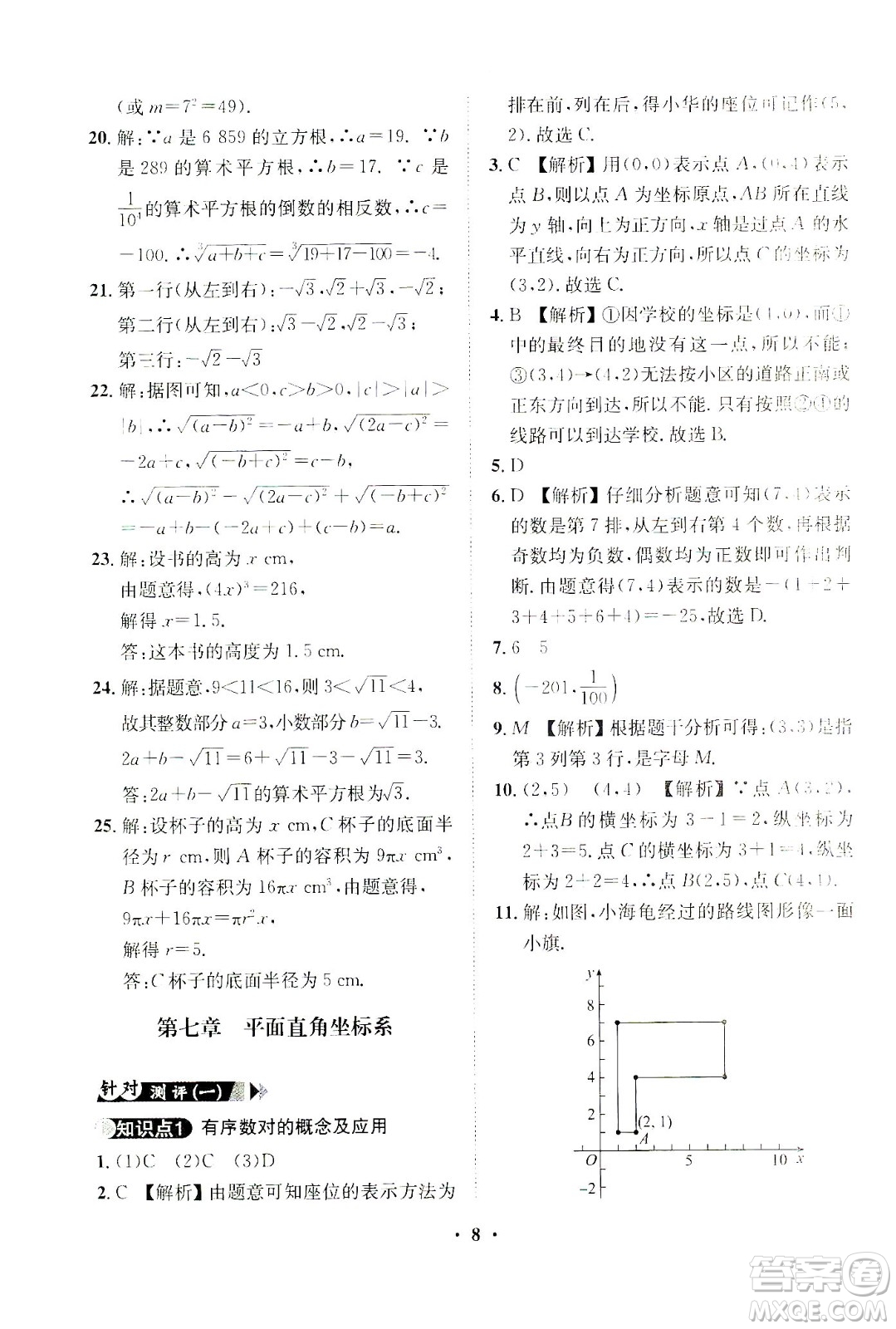 山東畫報(bào)出版社2021一課三練單元測(cè)試數(shù)學(xué)七年級(jí)下冊(cè)人教版答案