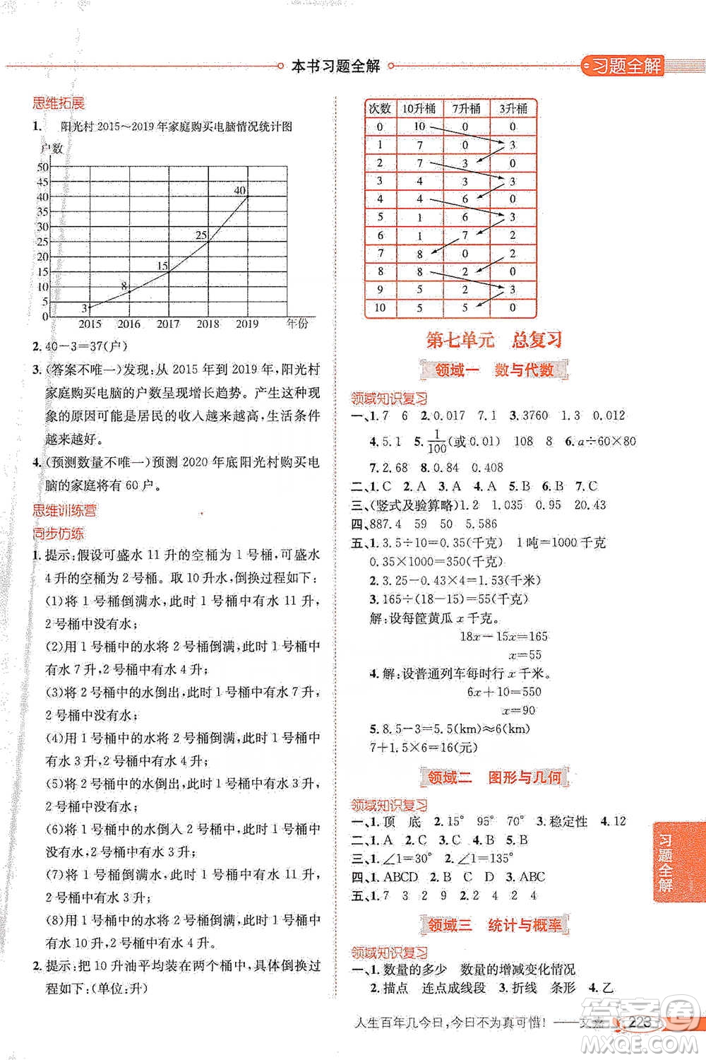 北京師范大學(xué)出版社2021小學(xué)教材全解工具版四年級(jí)下冊(cè)數(shù)學(xué)北師大版參考答案