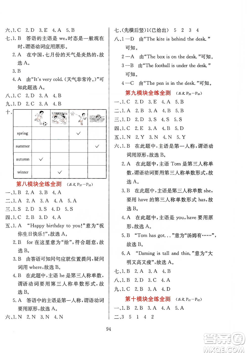 陜西人民教育出版社2021小學(xué)教材全練三年級(jí)下冊(cè)三年級(jí)起點(diǎn)英語外語教研版參考答案